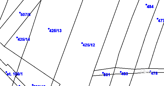 Parcela st. 425/12 v KÚ Bohdalec, Katastrální mapa