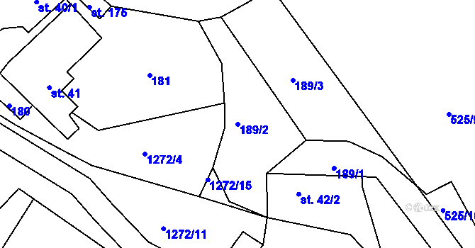 Parcela st. 189/2 v KÚ Bohdalec, Katastrální mapa