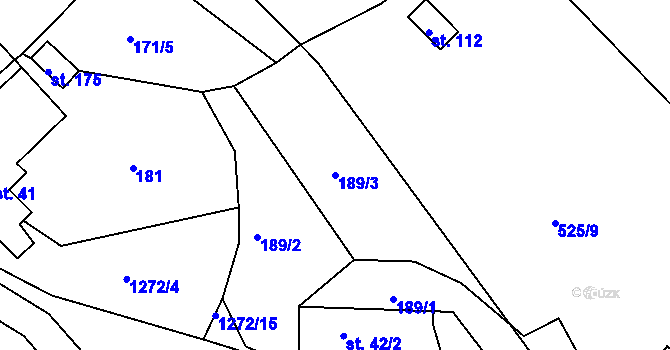 Parcela st. 189/3 v KÚ Bohdalec, Katastrální mapa