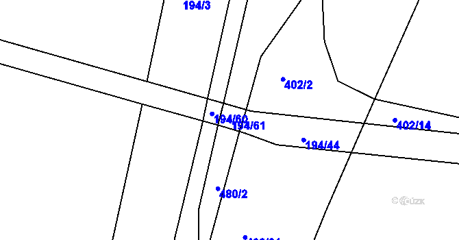 Parcela st. 194/61 v KÚ Bohdalec, Katastrální mapa