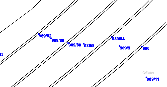 Parcela st. 989/8 v KÚ Bohdalec, Katastrální mapa