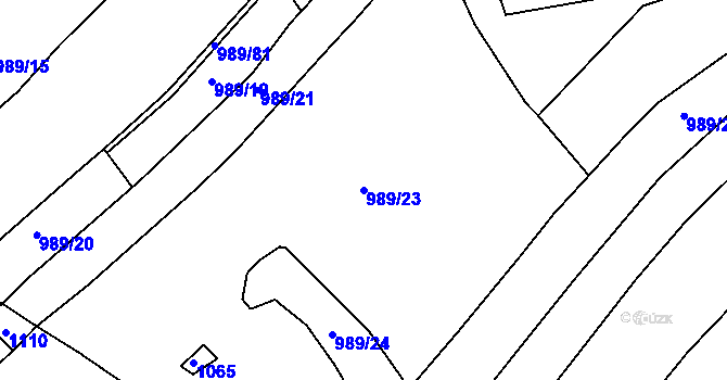 Parcela st. 989/23 v KÚ Bohdalec, Katastrální mapa