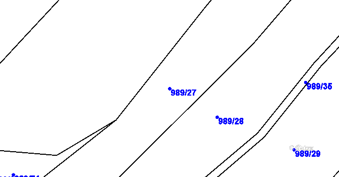 Parcela st. 989/27 v KÚ Bohdalec, Katastrální mapa