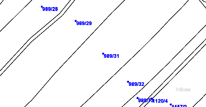 Parcela st. 989/31 v KÚ Bohdalec, Katastrální mapa