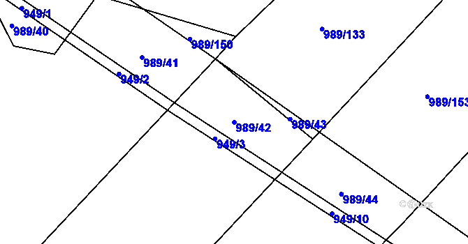 Parcela st. 989/42 v KÚ Bohdalec, Katastrální mapa