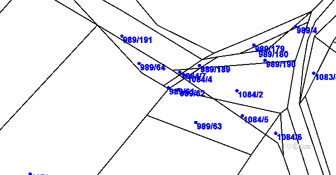 Parcela st. 989/61 v KÚ Bohdalec, Katastrální mapa
