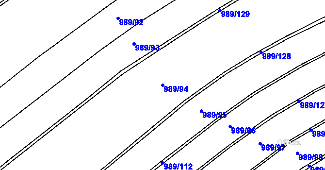Parcela st. 989/94 v KÚ Bohdalec, Katastrální mapa