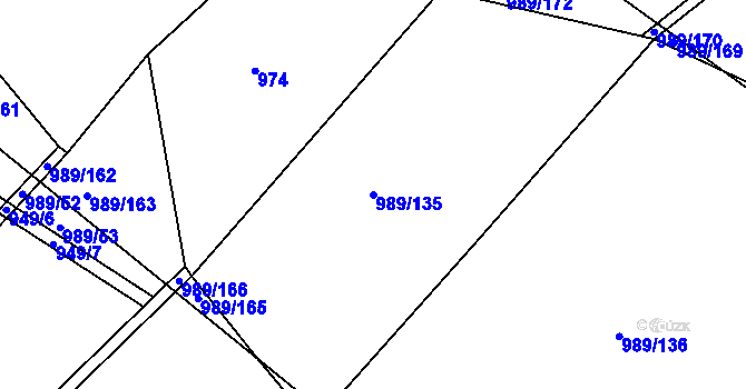 Parcela st. 989/135 v KÚ Bohdalec, Katastrální mapa