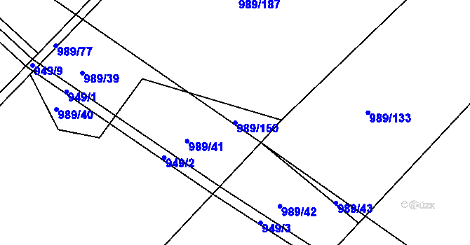 Parcela st. 989/150 v KÚ Bohdalec, Katastrální mapa