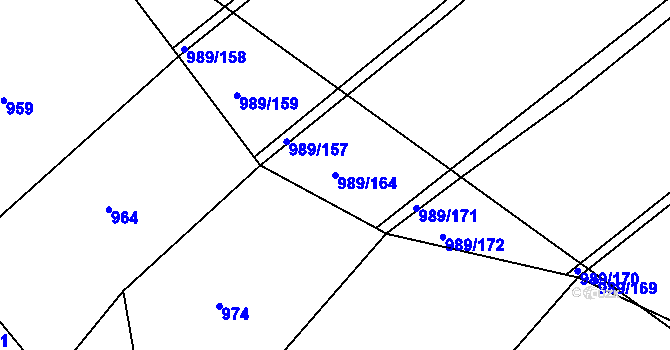 Parcela st. 989/164 v KÚ Bohdalec, Katastrální mapa