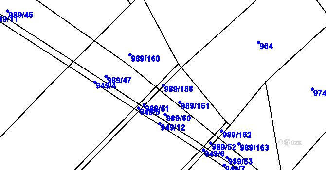 Parcela st. 989/188 v KÚ Bohdalec, Katastrální mapa