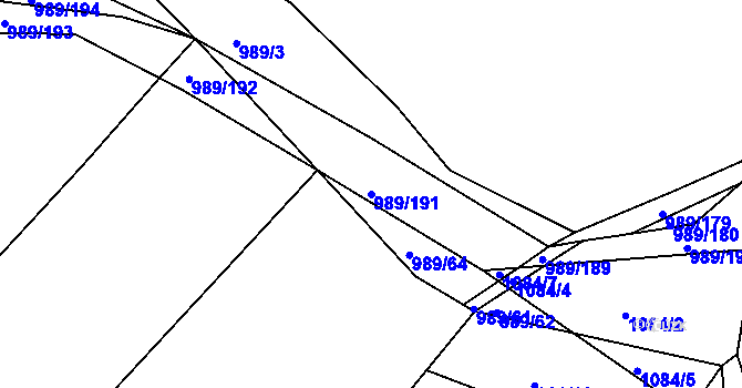 Parcela st. 989/191 v KÚ Bohdalec, Katastrální mapa