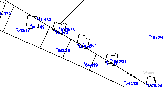 Parcela st. 164 v KÚ Bohdalec, Katastrální mapa
