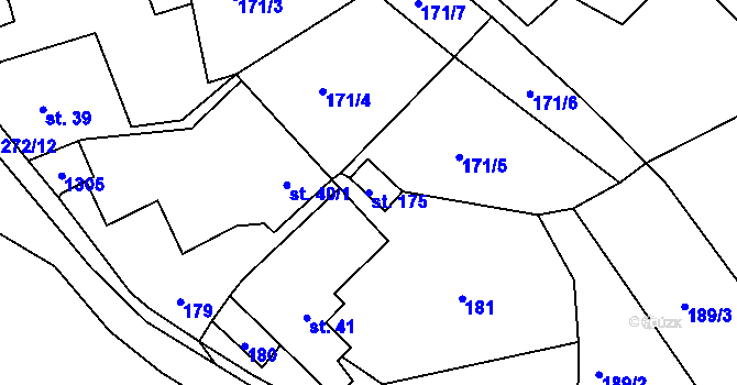 Parcela st. 175 v KÚ Bohdalec, Katastrální mapa
