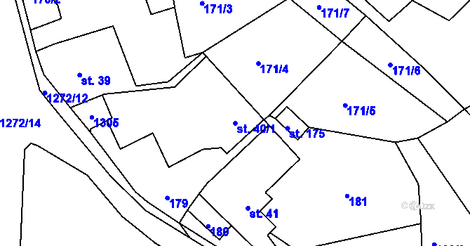 Parcela st. 40/1 v KÚ Bohdalec, Katastrální mapa