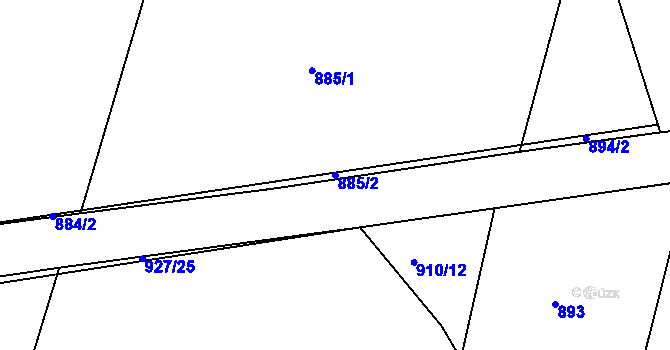 Parcela st. 885/2 v KÚ Bohdalec, Katastrální mapa