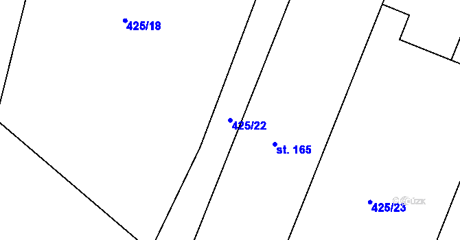 Parcela st. 425/22 v KÚ Bohdalec, Katastrální mapa