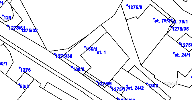 Parcela st. 1 v KÚ Bohdalec, Katastrální mapa