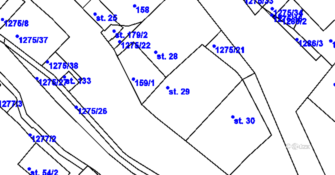 Parcela st. 29 v KÚ Bohdalec, Katastrální mapa