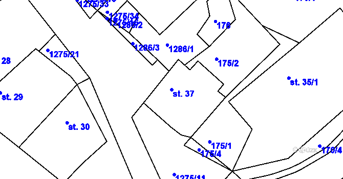 Parcela st. 37 v KÚ Bohdalec, Katastrální mapa