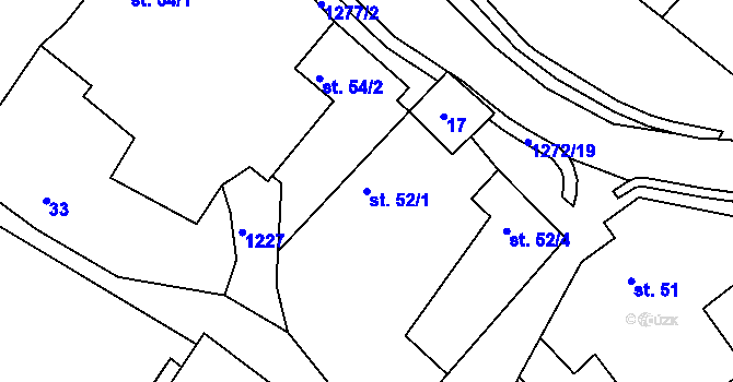 Parcela st. 52/1 v KÚ Bohdalec, Katastrální mapa