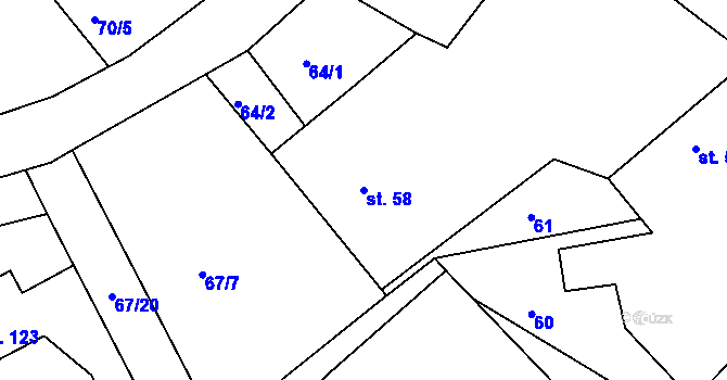 Parcela st. 58 v KÚ Bohdalec, Katastrální mapa