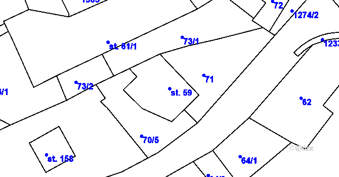 Parcela st. 59 v KÚ Bohdalec, Katastrální mapa