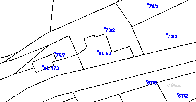 Parcela st. 60 v KÚ Bohdalec, Katastrální mapa