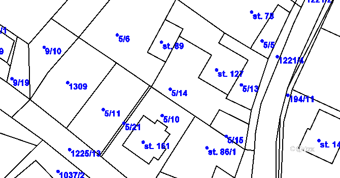 Parcela st. 5/14 v KÚ Bohdalec, Katastrální mapa