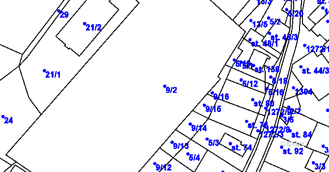 Parcela st. 9/2 v KÚ Bohdalec, Katastrální mapa