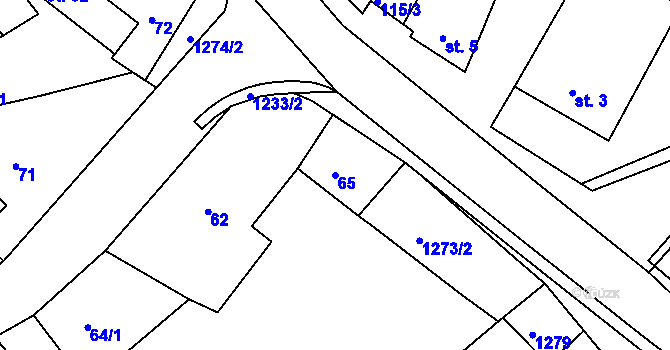 Parcela st. 65 v KÚ Bohdalec, Katastrální mapa