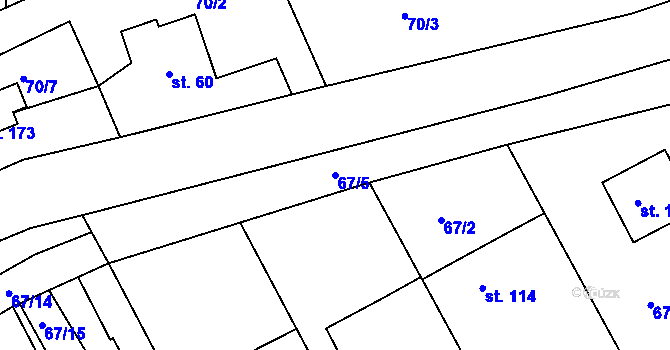 Parcela st. 67/5 v KÚ Bohdalec, Katastrální mapa