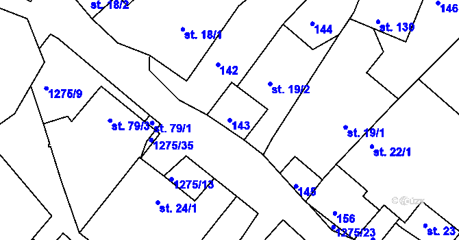 Parcela st. 143 v KÚ Bohdalec, Katastrální mapa