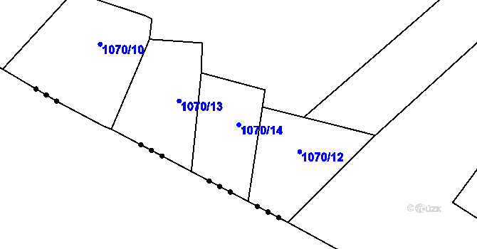 Parcela st. 1070/14 v KÚ Bohdalec, Katastrální mapa