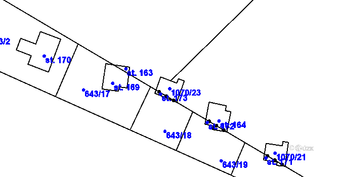 Parcela st. 1070/23 v KÚ Bohdalec, Katastrální mapa