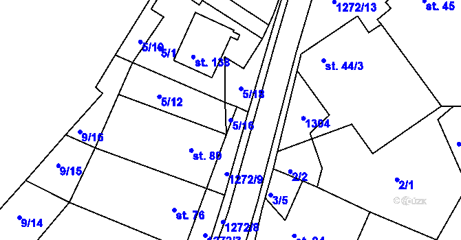 Parcela st. 5/16 v KÚ Bohdalec, Katastrální mapa