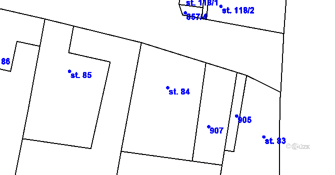 Parcela st. 84 v KÚ Bohdalice, Katastrální mapa
