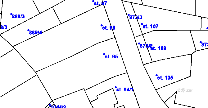 Parcela st. 95 v KÚ Bohdalice, Katastrální mapa