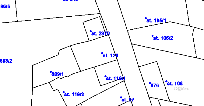 Parcela st. 120 v KÚ Bohdalice, Katastrální mapa