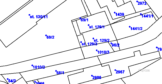 Parcela st. 129/3 v KÚ Bohdalice, Katastrální mapa