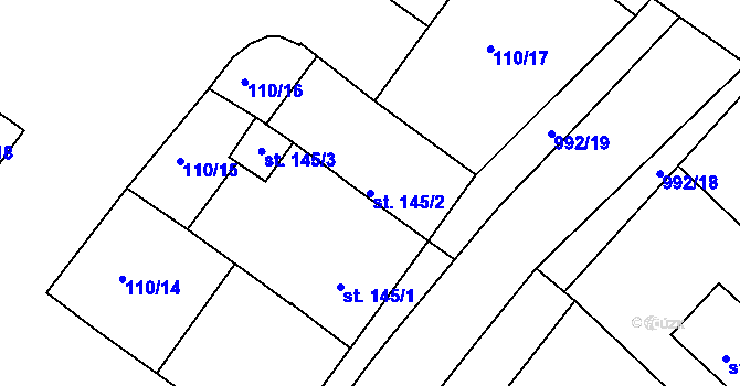 Parcela st. 145/2 v KÚ Bohdalice, Katastrální mapa