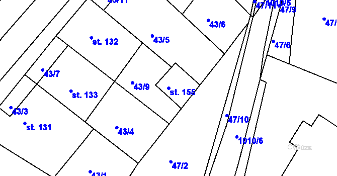 Parcela st. 155 v KÚ Bohdalice, Katastrální mapa