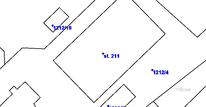 Parcela st. 211 v KÚ Bohdalice, Katastrální mapa