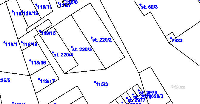 Parcela st. 220/2 v KÚ Bohdalice, Katastrální mapa