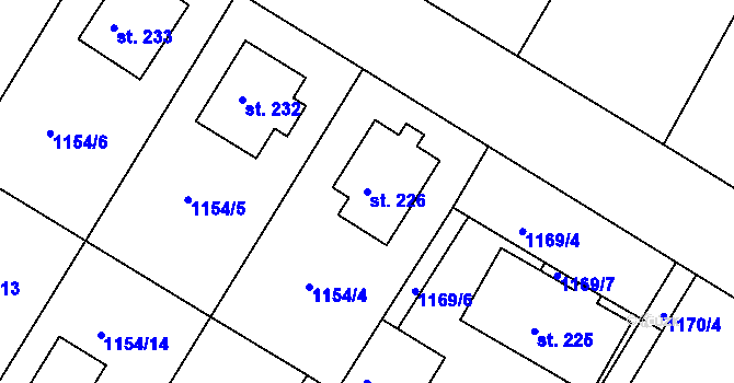 Parcela st. 226 v KÚ Bohdalice, Katastrální mapa