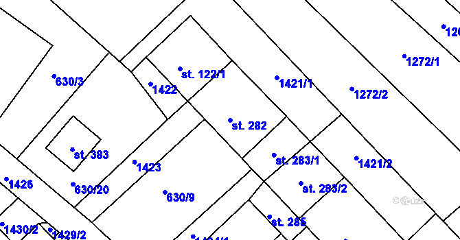 Parcela st. 282 v KÚ Bohdalice, Katastrální mapa