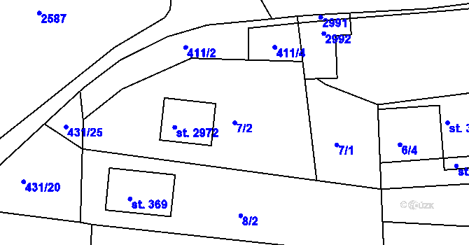 Parcela st. 7/2 v KÚ Bohdalice, Katastrální mapa