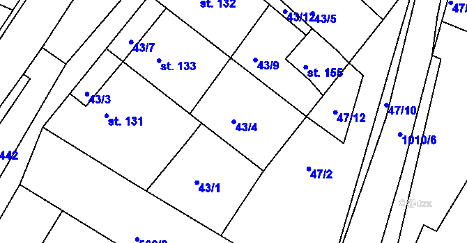 Parcela st. 43/4 v KÚ Bohdalice, Katastrální mapa