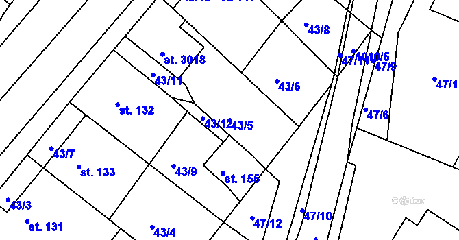 Parcela st. 43/5 v KÚ Bohdalice, Katastrální mapa