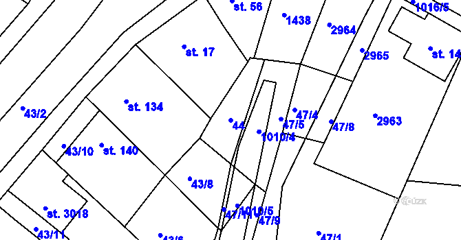 Parcela st. 44 v KÚ Bohdalice, Katastrální mapa
